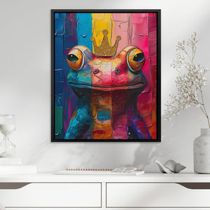 a painting of a frog with a crown on it's head