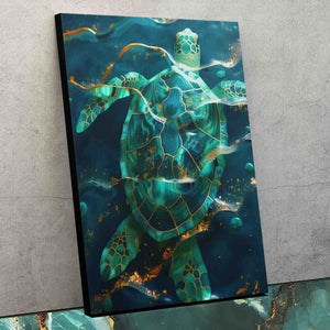 a painting of a sea turtle on a wall