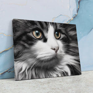 Feline Amber Gaze — Feline Amber Gaze Against Wall4x5 5