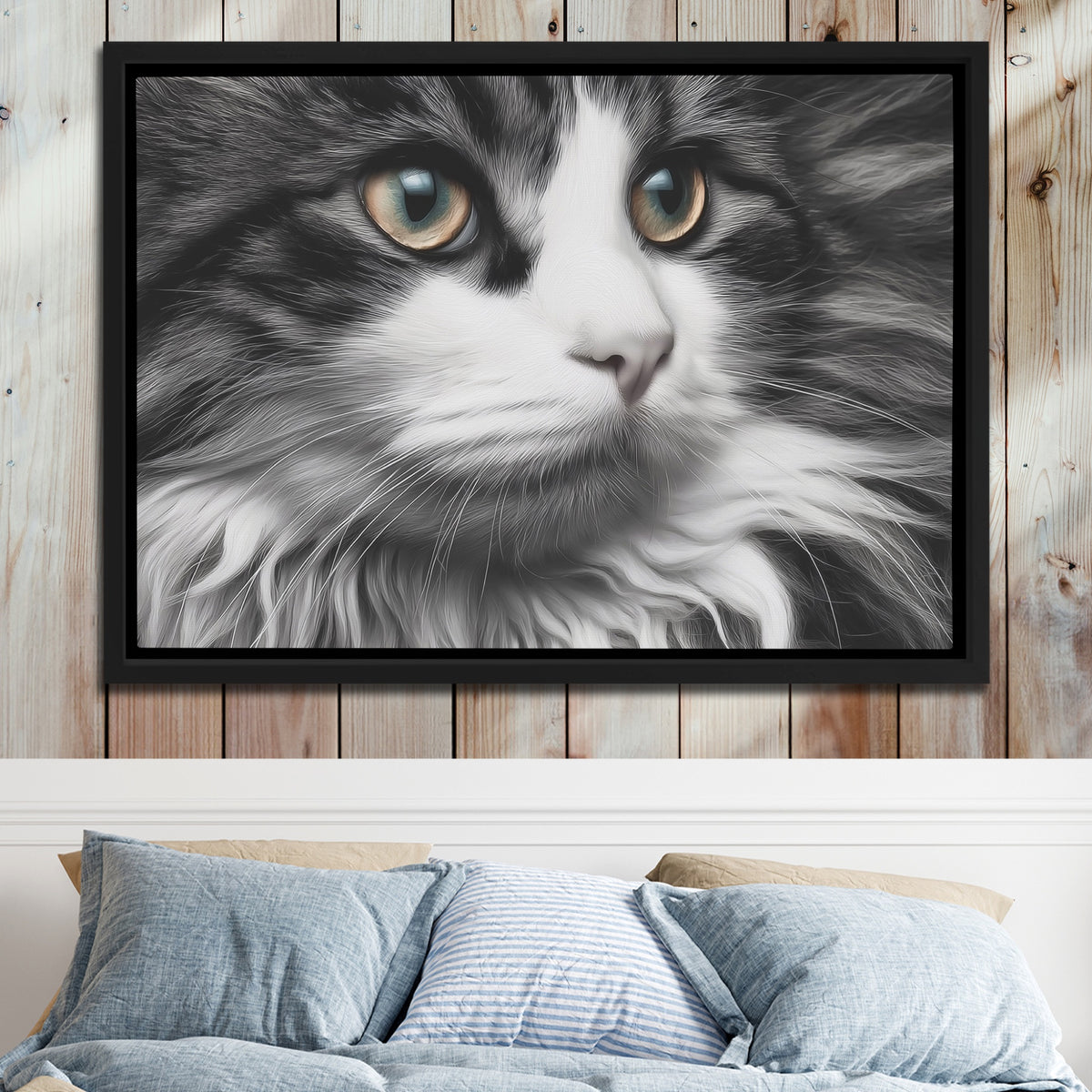 Feline Amber Gaze — Feline Amber Gaze Bed 2 Wood Panel 53