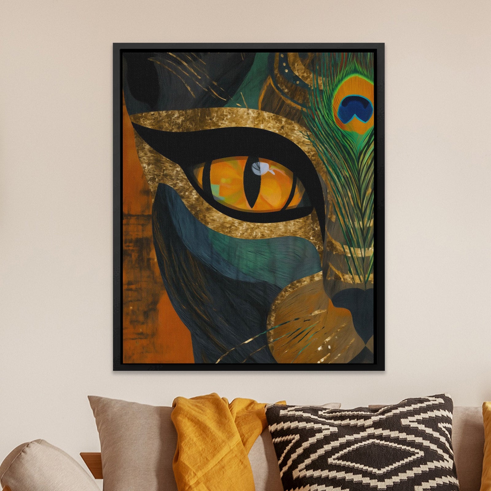Feline Emerald Crown - Luxury Wall Art