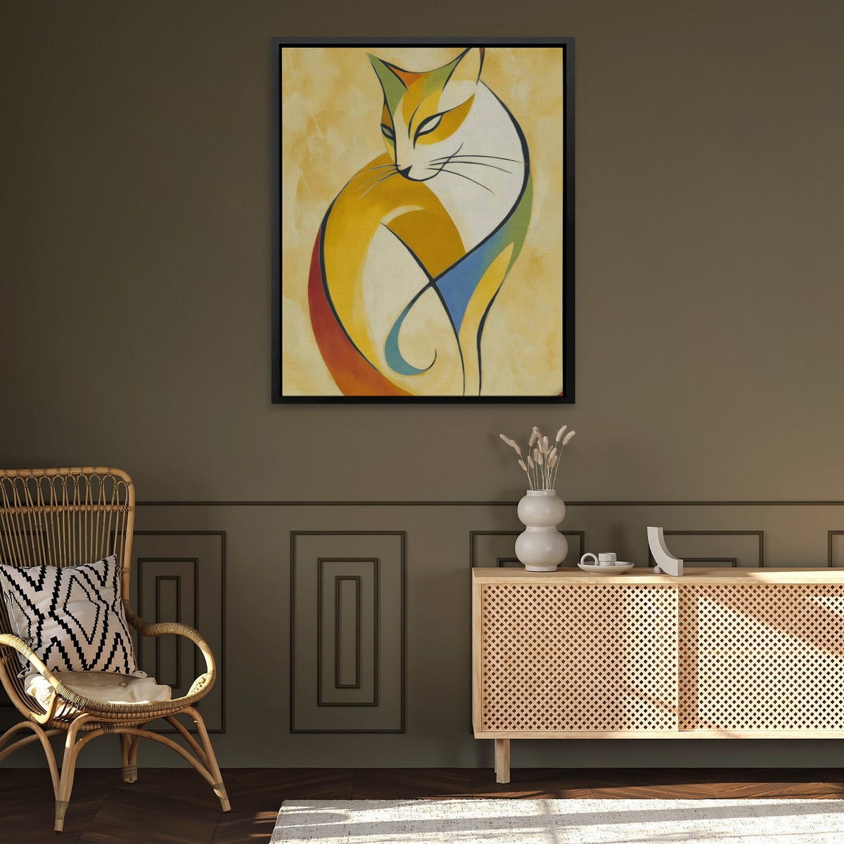 Feline Geometric Meditation - Luxury Wall Art