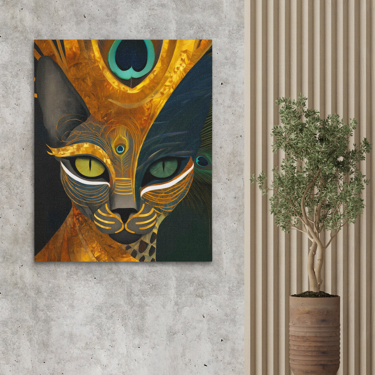 Feline Peacock Crown - Luxury Wall Art