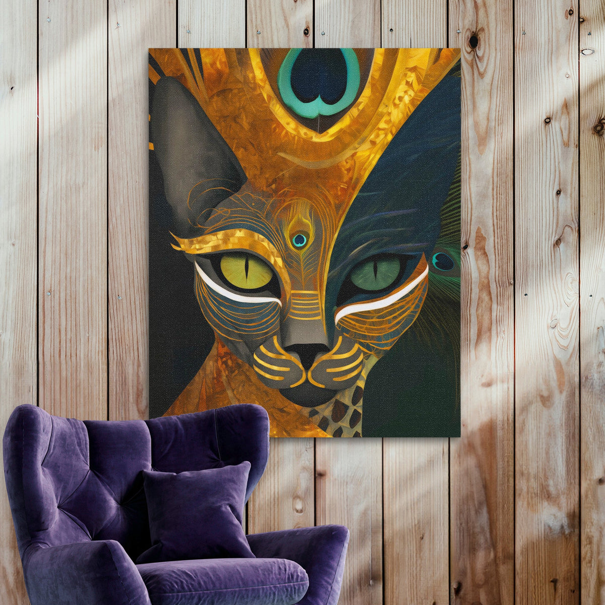 Feline Peacock Crown - Luxury Wall Art