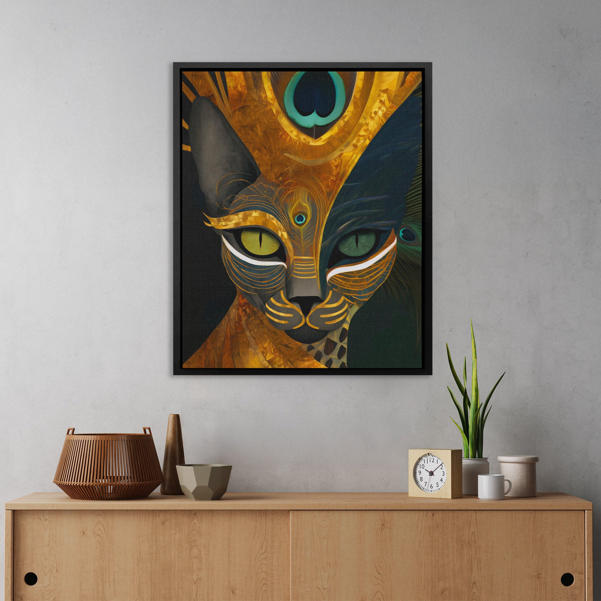Feline Peacock Crown - Luxury Wall Art