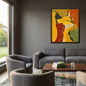 Feline String Line canvas wall art, room view