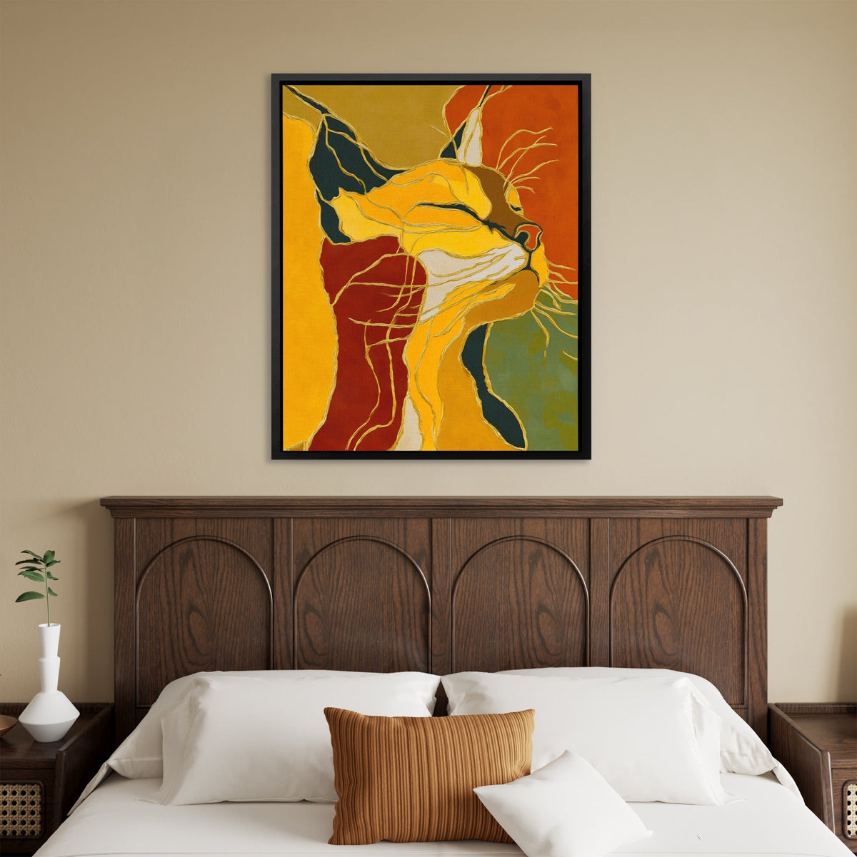 Feline String Line canvas wall art, room view