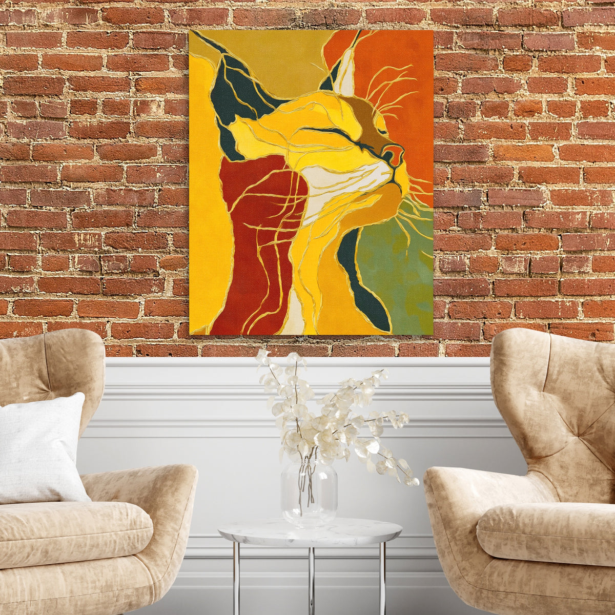 Feline String Line — Feline String Line Two Chairs and Brick Wall 319