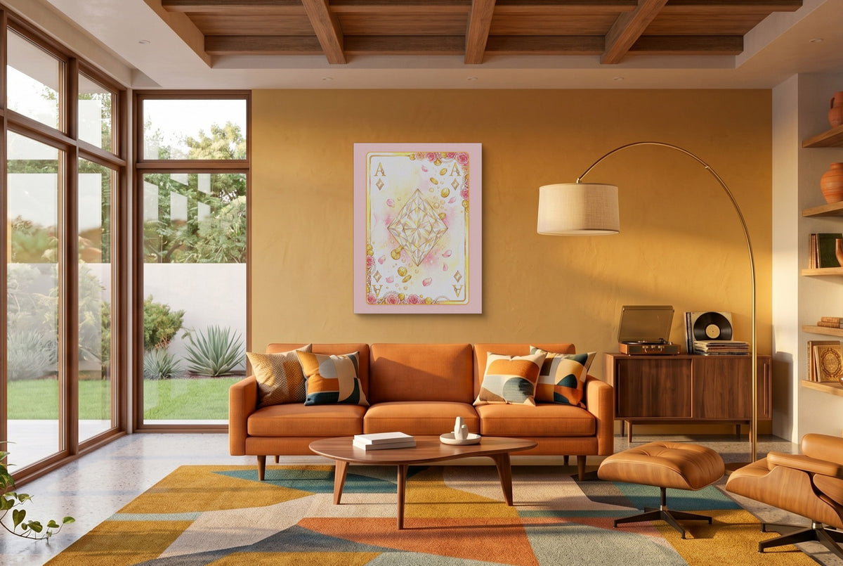 Fem Lux Ace of Diamonds Card — fem lux ace of diamonds card living room interior space 1port flush print