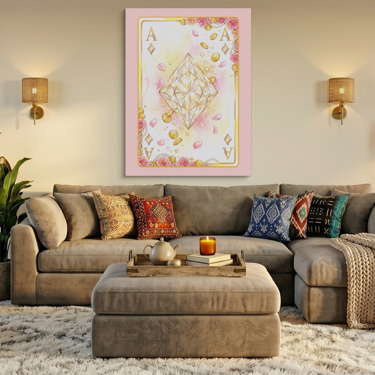 Fem Lux Ace of Diamonds Card — fem lux ace of diamonds card sq az livingroom 1port flush print