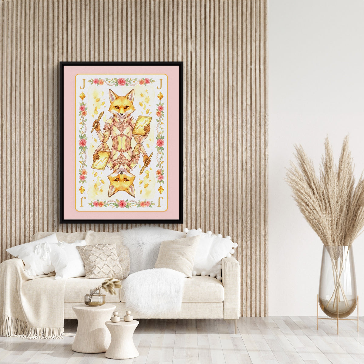 Fem Lux Jack of Diamonds Card — fem lux jack of diamonds card sq beige art room 1port framed black