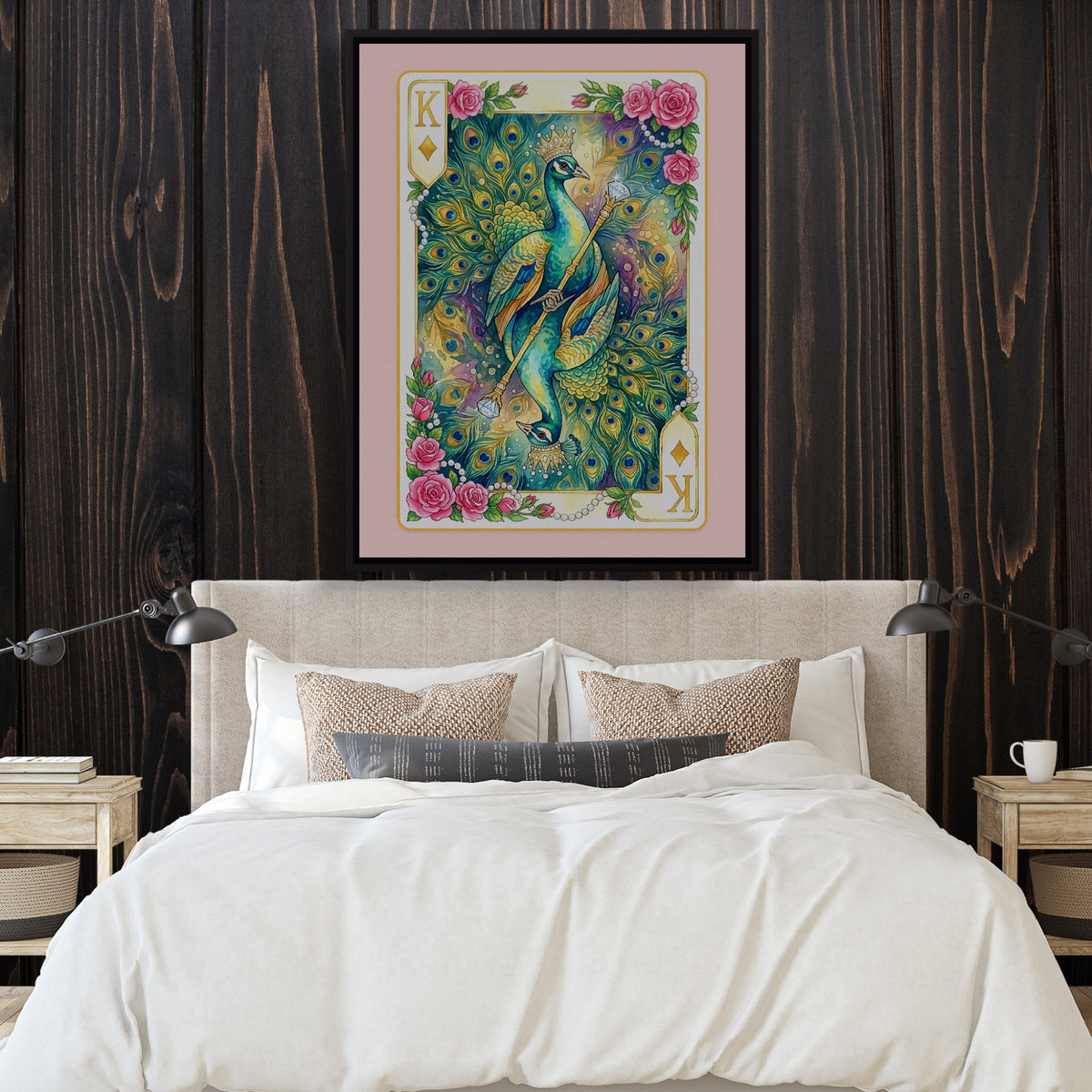 Fem Lux King of Diamonds Card — fem lux king of diamonds card sq bedroom with wood walls 1port framed black