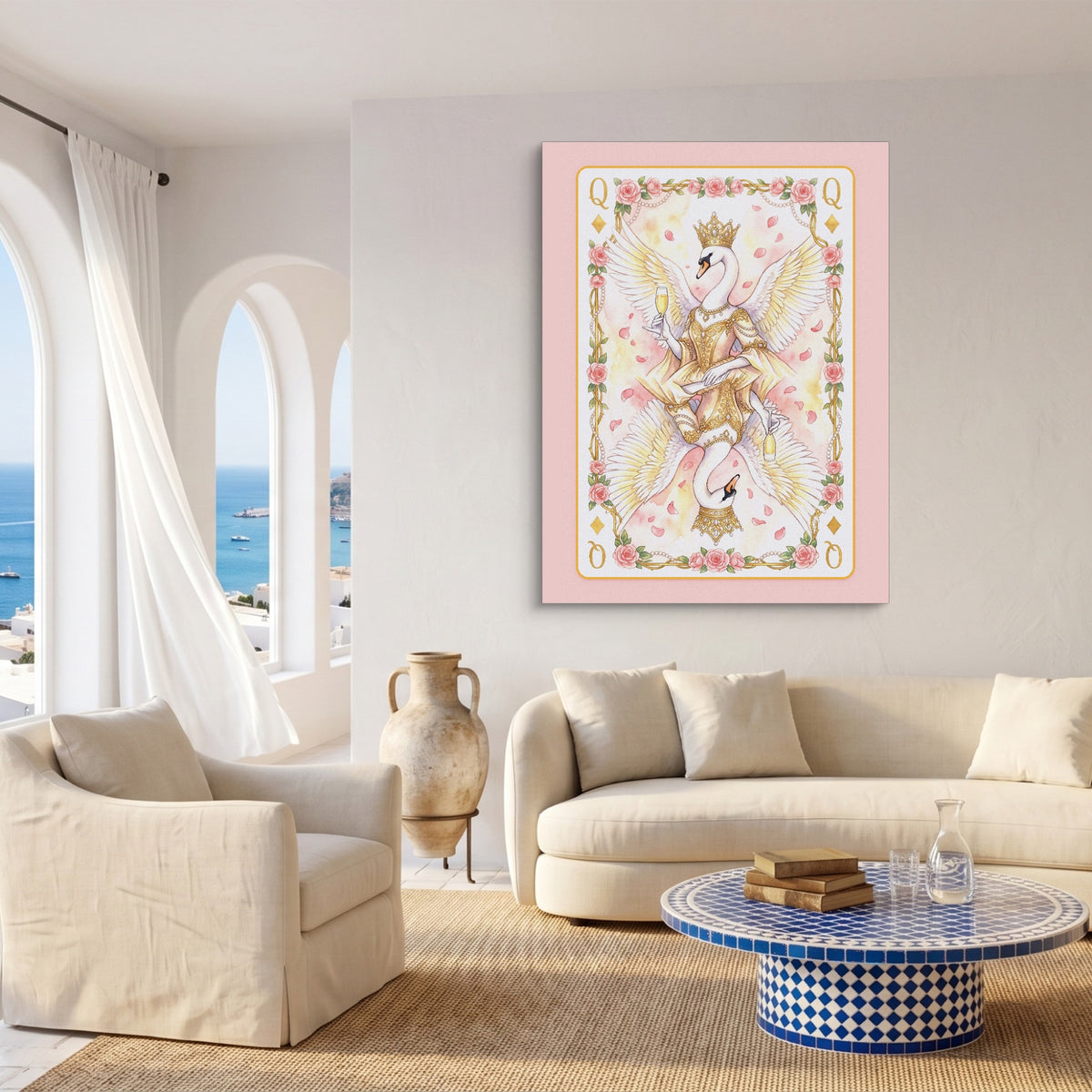 Fem Lux Queen of Diamonds Card — fem lux queen of diamonds card sq coast living room 1port flush print