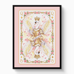 Fem Lux Queen of Diamonds Card — fem lux queen of diamonds card white studio framed black