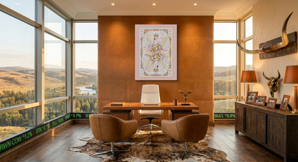 Fem Lux Queen of Diamonds Card — fem lux queen of diamonds card office with desk and chairs 1port flush print