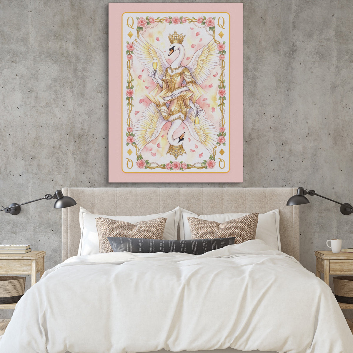 Fem Lux Queen of Diamonds Card — fem lux queen of diamonds card sq bedroom cement wall 1port flush print