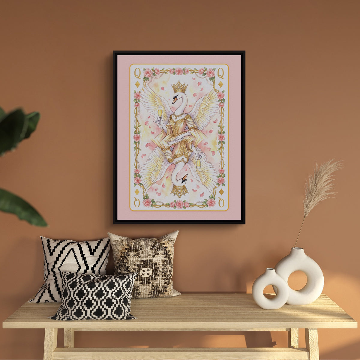 Fem Lux Queen of Diamonds Card — fem lux queen of diamonds card sq bench wall 1port framed black