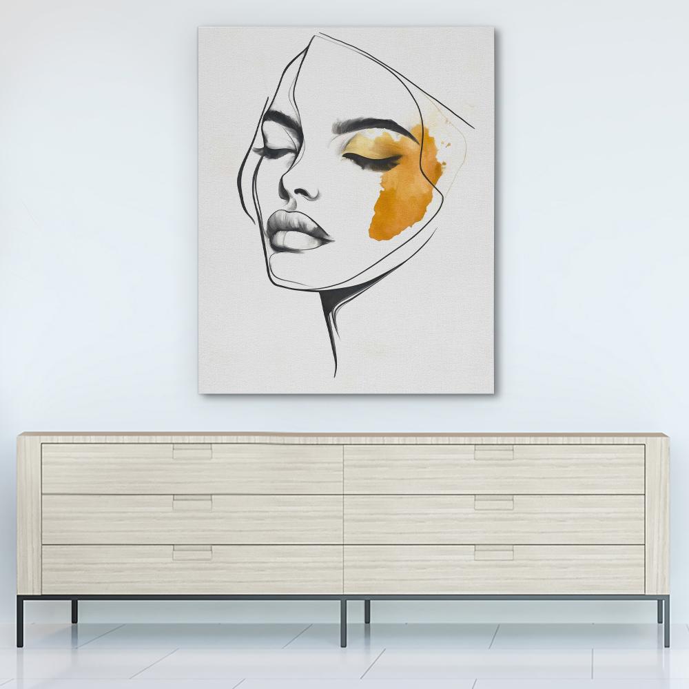 Feminine Face Line Art - Luxury Wall Art