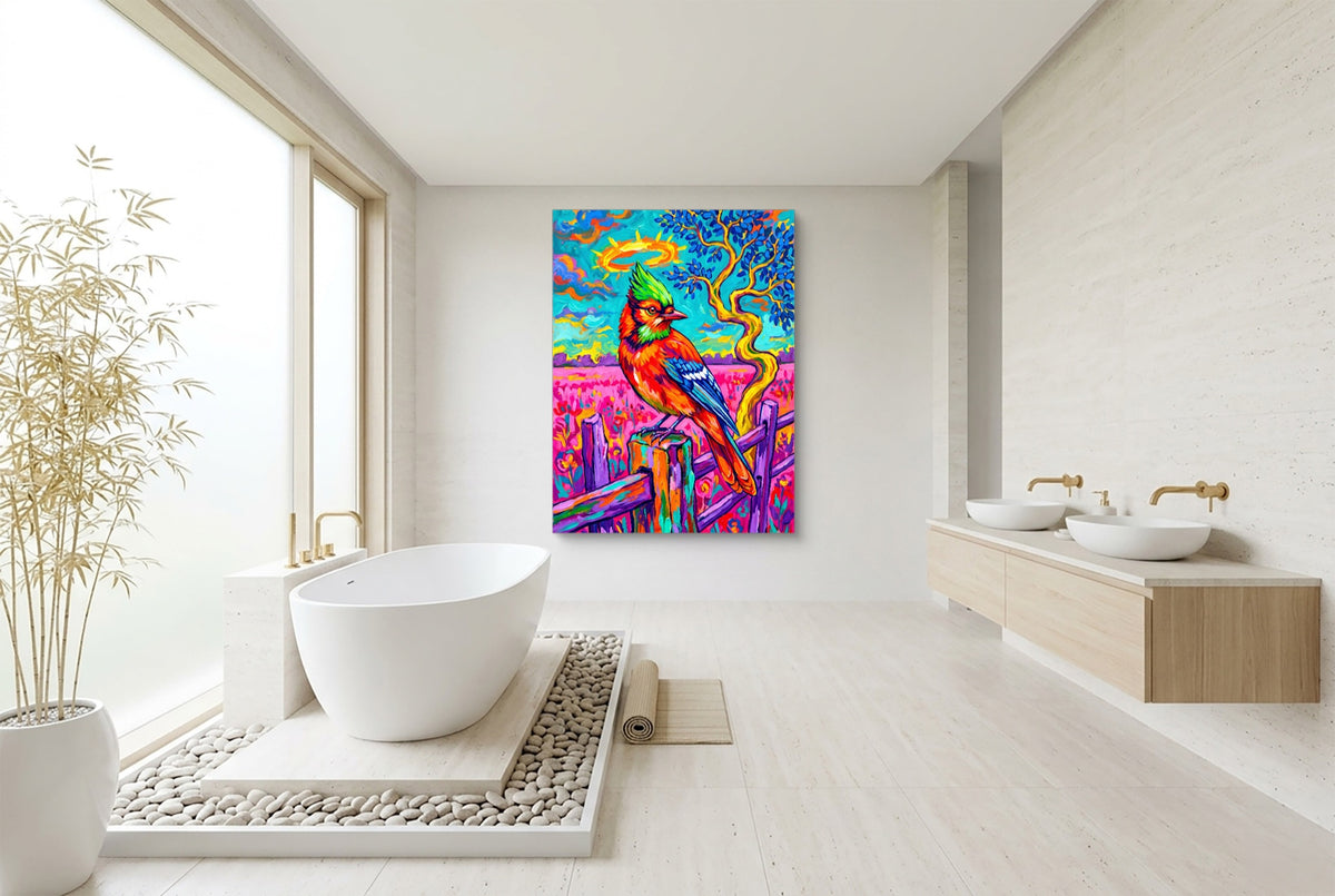 Fencepost Jay — fencepost jay bathroom interior with tub 1port flush print