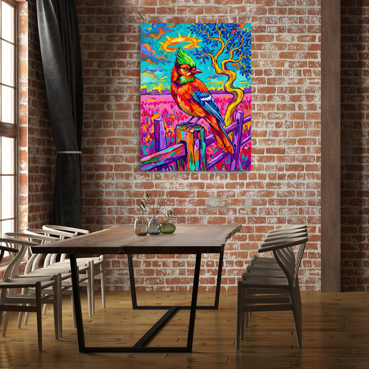 Fencepost Jay — fencepost jay sq brick office building 1port flush print