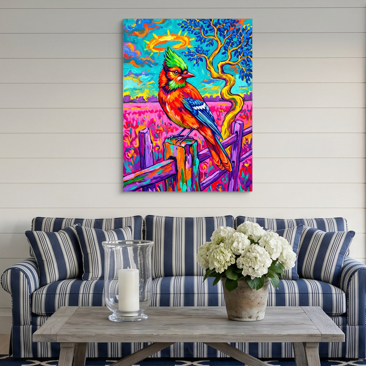 Fencepost Jay — fencepost jay sq striped couch 1port flush print