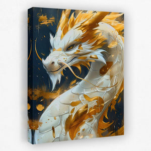 a painting of a white and yellow dragon