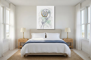 Fiddlehead Golden Spiral — fiddlehead golden spiral bedroom with windows 1port flush print