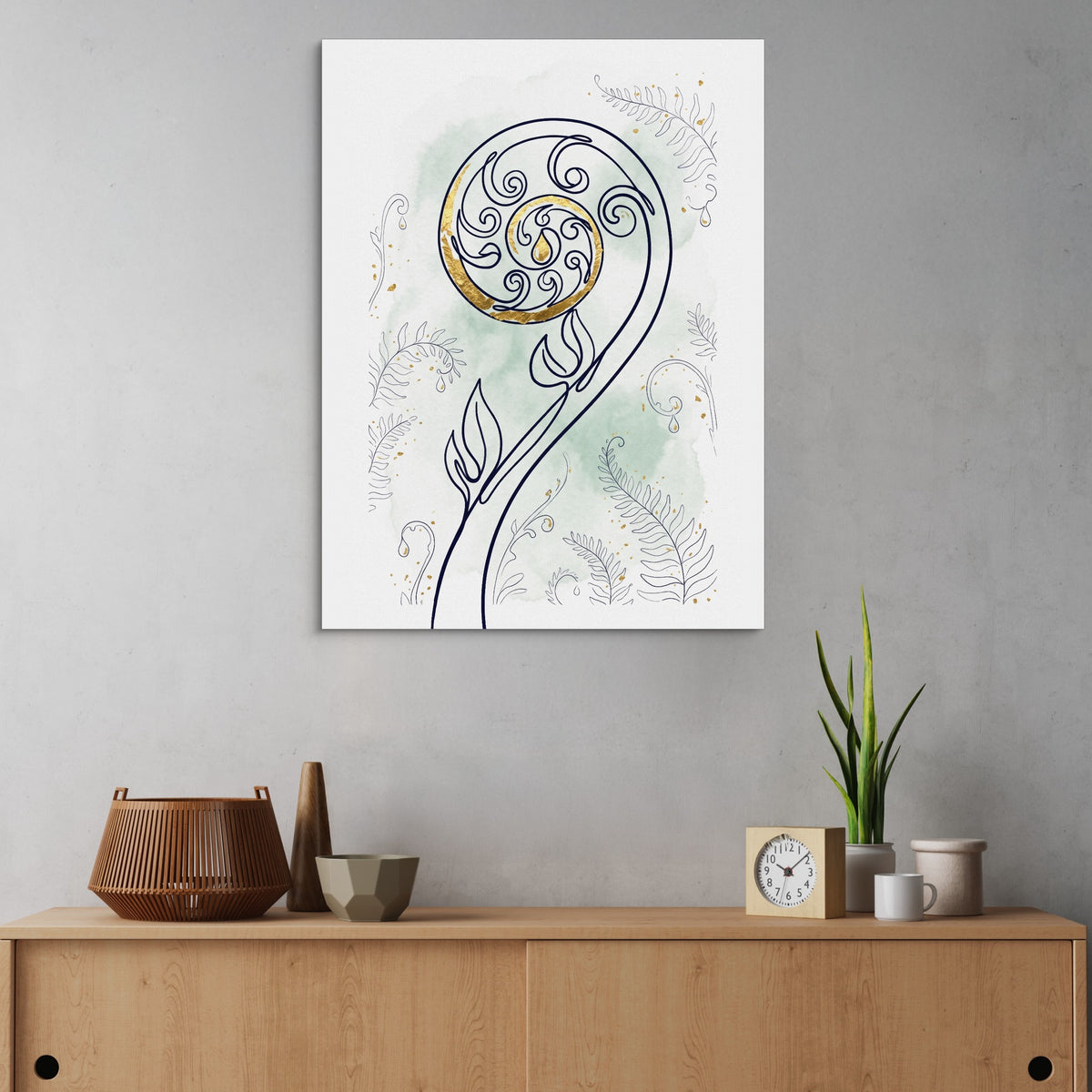 Fiddlehead Golden Spiral — fiddlehead golden spiral sq land cactus wall 1port flush print