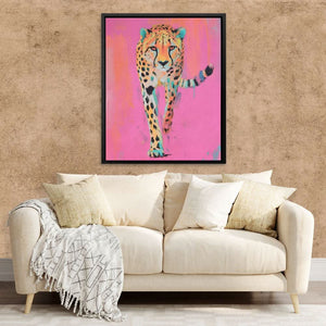 Fierce Cheetah in Pink - Luxury Wall Art