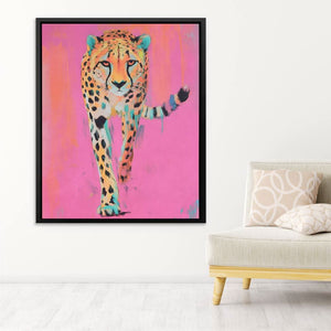 Fierce Cheetah in Pink - Luxury Wall Art
