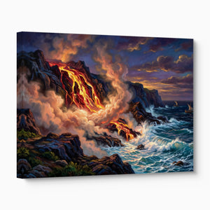 Fiery Ocean Shore — fiery ocean shore angled flush print