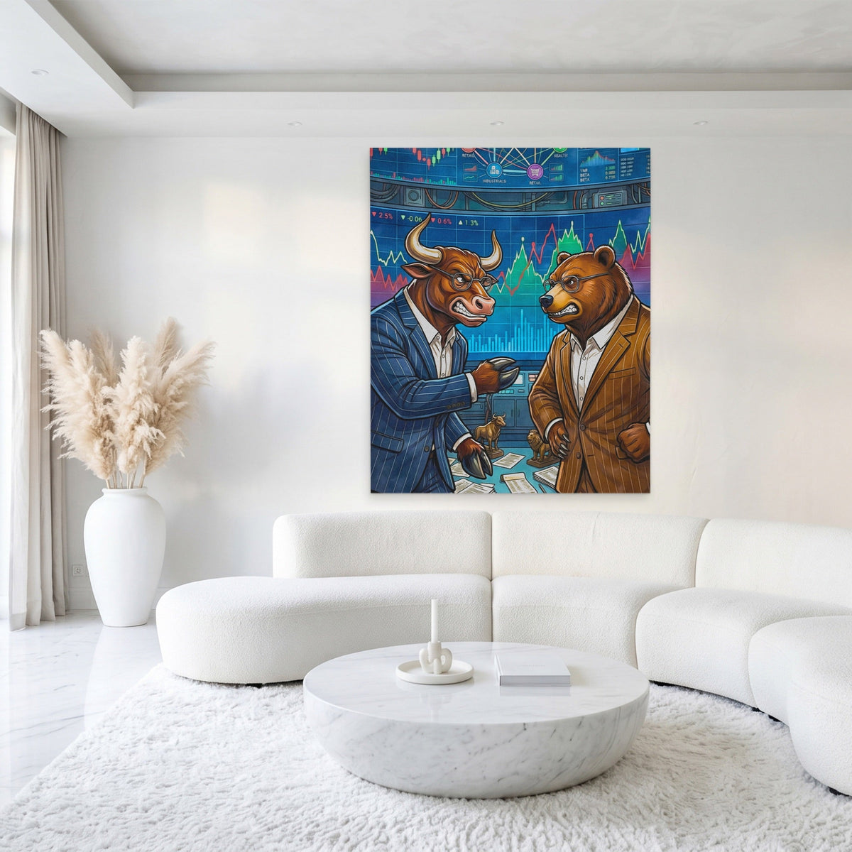 Fighting on the Stock Floor canvas wall art, room view