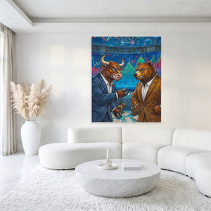 Fighting on the Stock Floor canvas wall art, room view