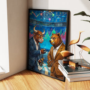 Fighting on the Stock Floor canvas wall art, room view