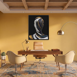 Figurative Torso Black Gold canvas wall art, room view