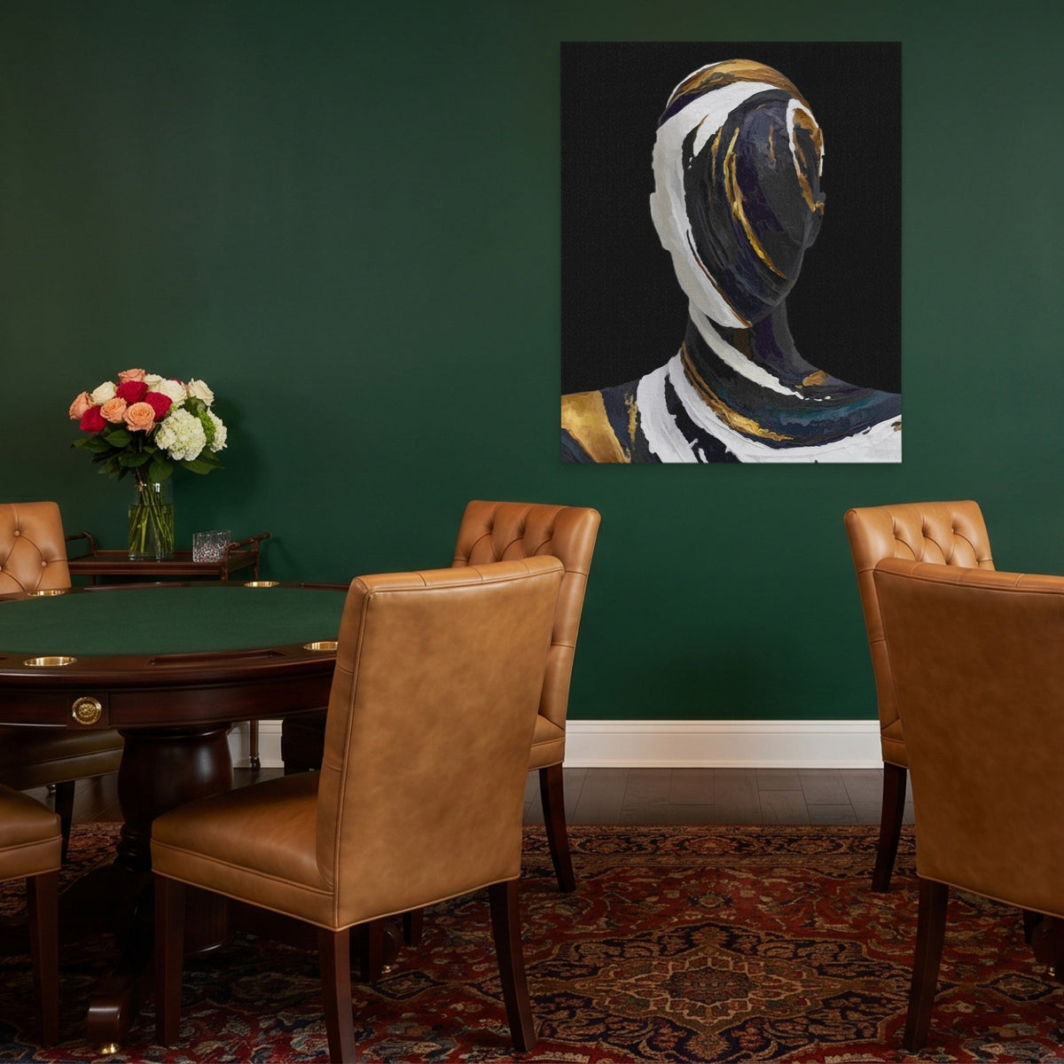 Figurative Torso Black Gold canvas wall art, room view