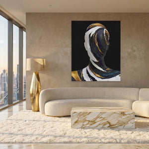 Figurative Torso Black Gold canvas wall art, room view