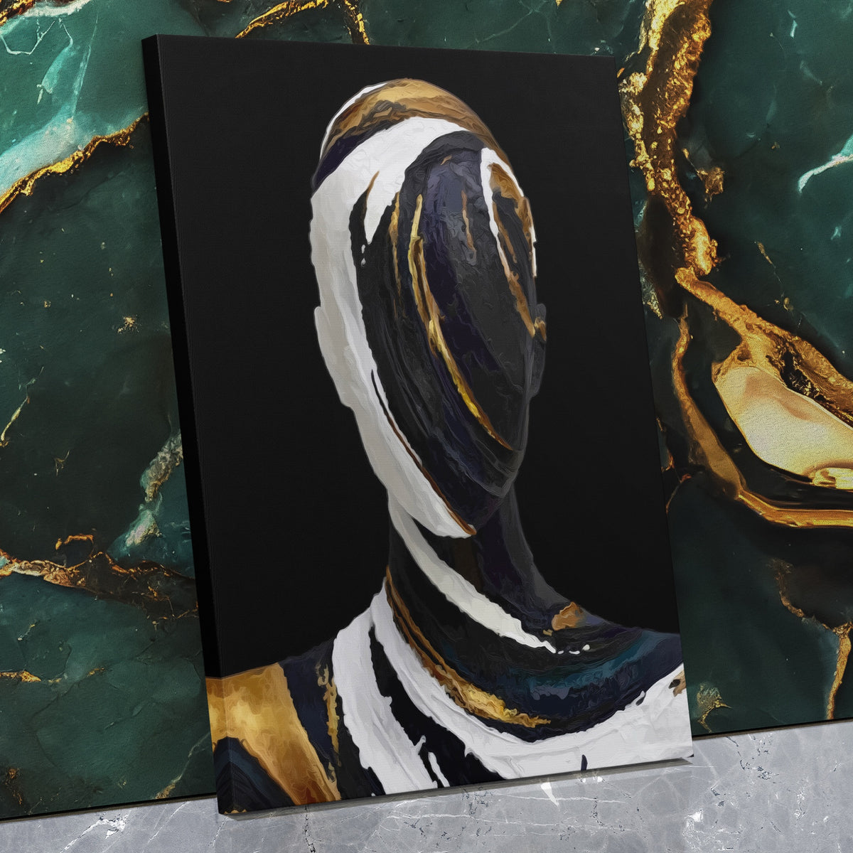Figurative Torso Black Gold — Figurative Torso Black Gold Against Wall   Mirror Wrap V3 12