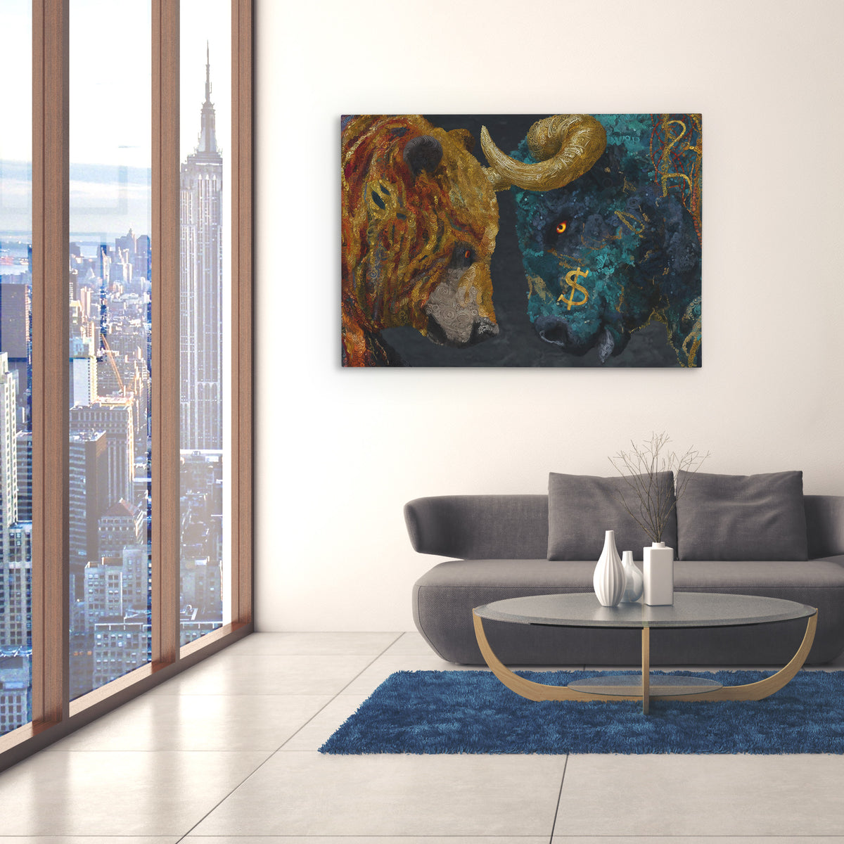 Financial Titans Clash - Luxury Wall Art