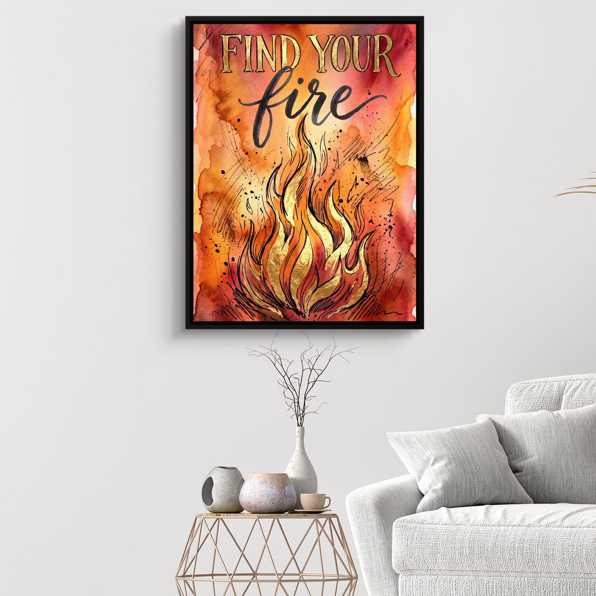 Find Your Fire — find your fire sq white walls 1port framed black