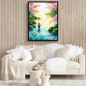 Fisherman Blossom River — fisherman blossom river sq boujie couch 1port framed black