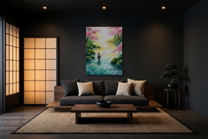 Fisherman Blossom River — fisherman blossom river modern minimalist living room 2 1port flush print