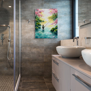 Fisherman Blossom River — fisherman blossom river sq bathroom 1port flush print
