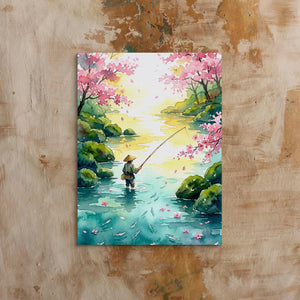 Fisherman Blossom River — fisherman blossom river sq bed 1 clay beige 1port flush print