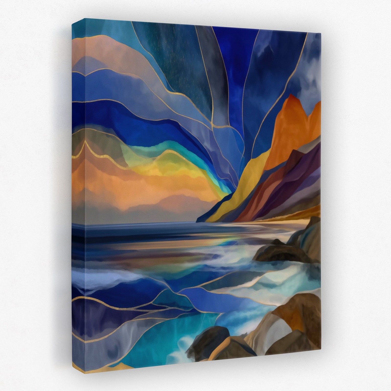 Fjord's Golden Depths - Luxury Wall Art