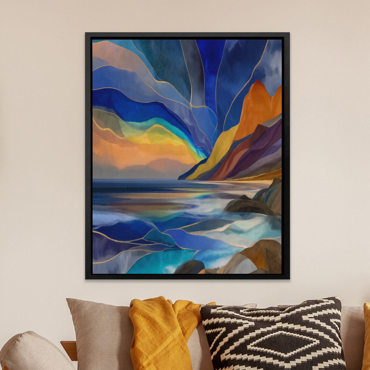 Fjord's Golden Depths - Luxury Wall Art