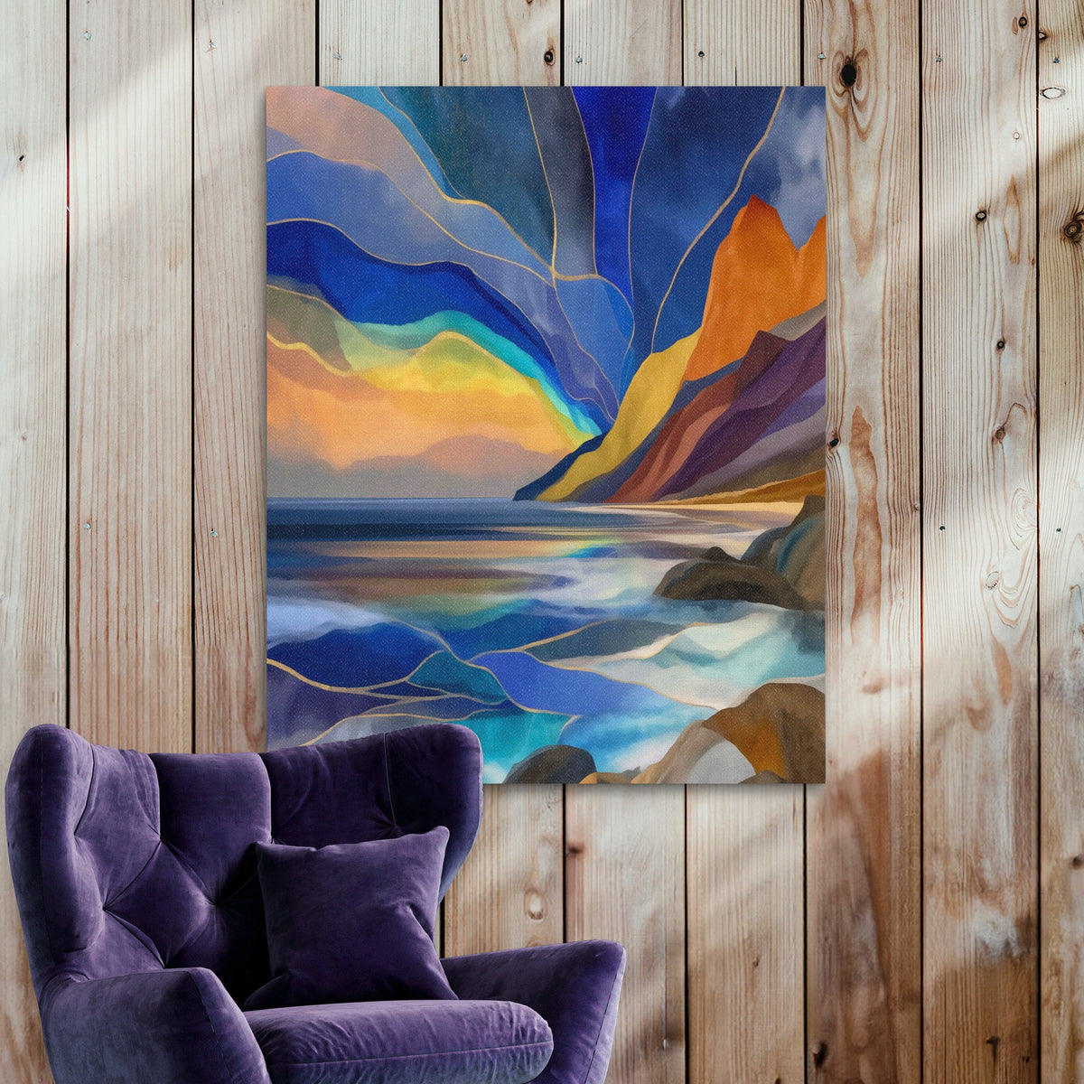 Fjord's Golden Depths - Luxury Wall Art