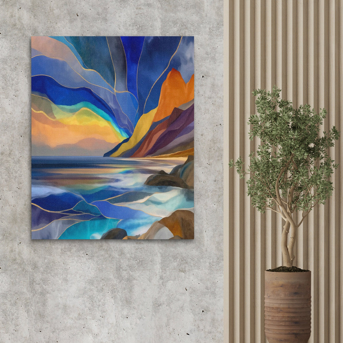 Fjord's Golden Depths - Luxury Wall Art