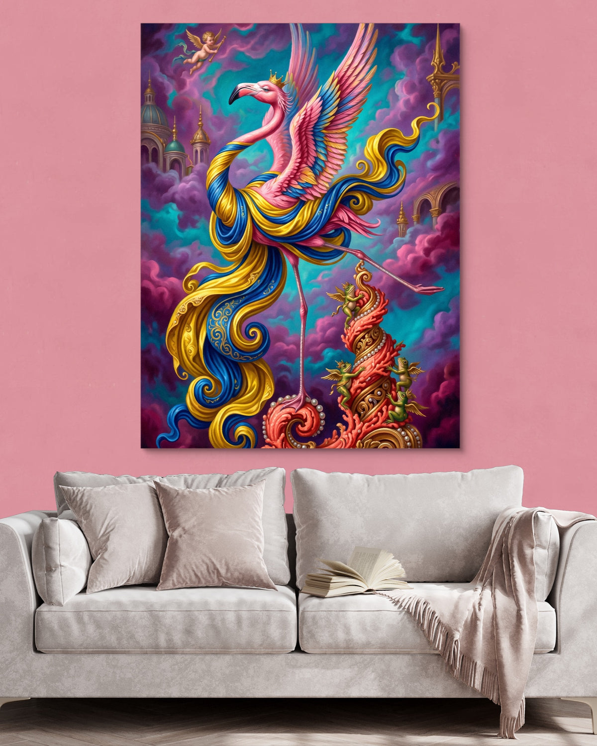 Flamingo Cloud Kingdom — flamingo cloud kingdom psd pink wall pink couch 1port flush print