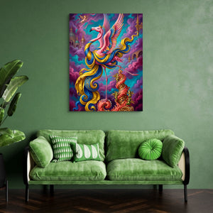 Flamingo Cloud Kingdom — flamingo cloud kingdom sq green couch 1port flush print